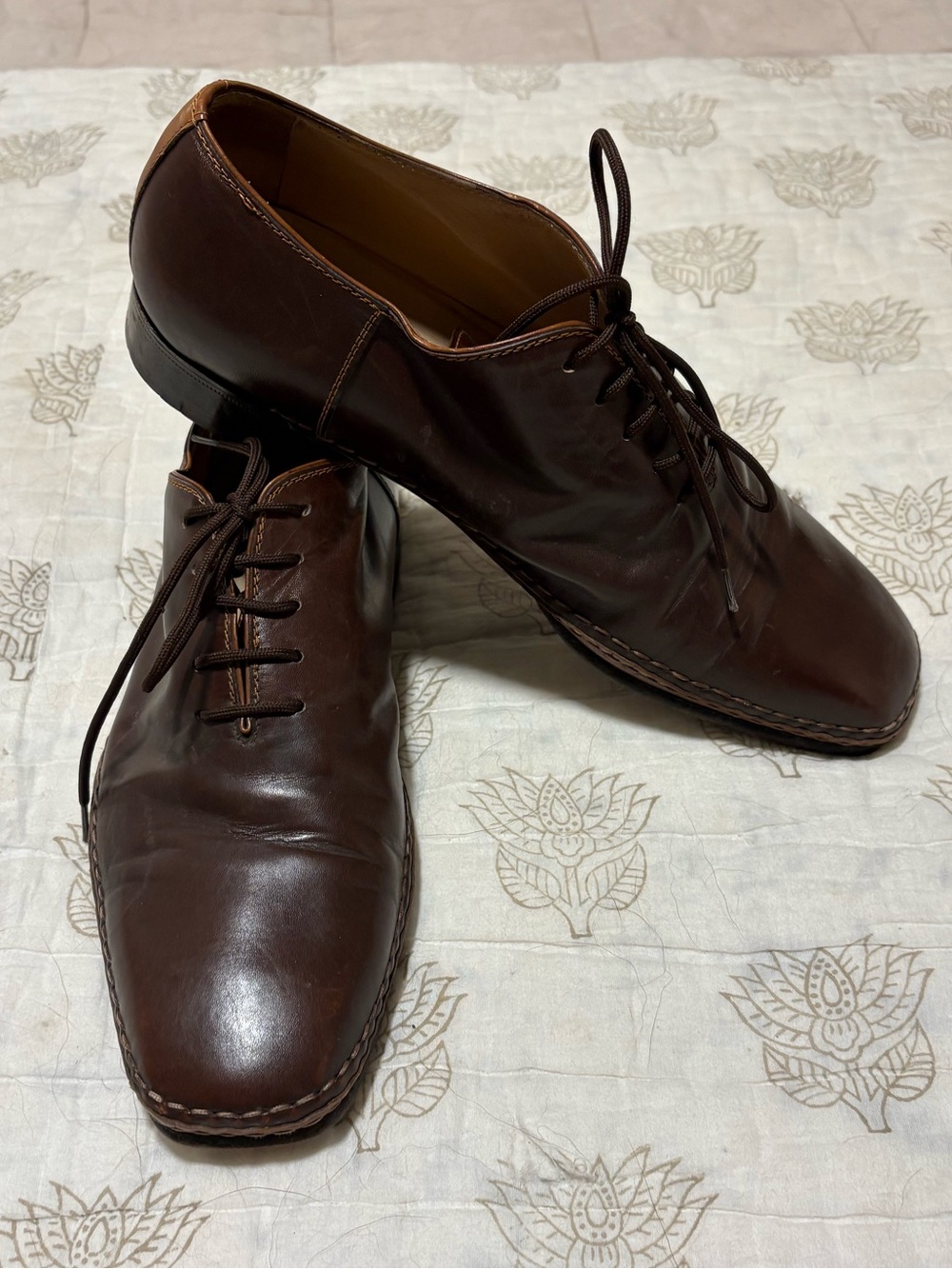 Quercioli Firenze - Roma Bamboo shoes in two-tone smooth leather